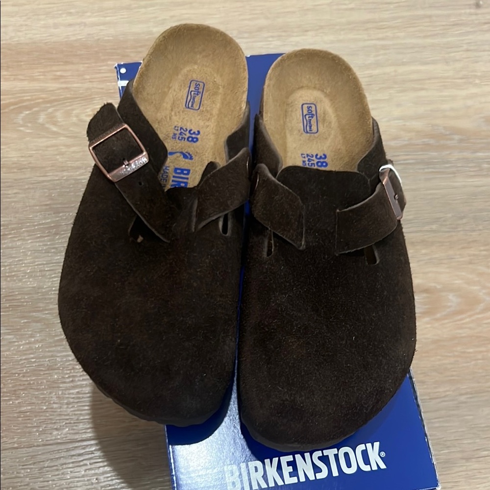 Birkenstock Dark Brown Suede Slip-Ons